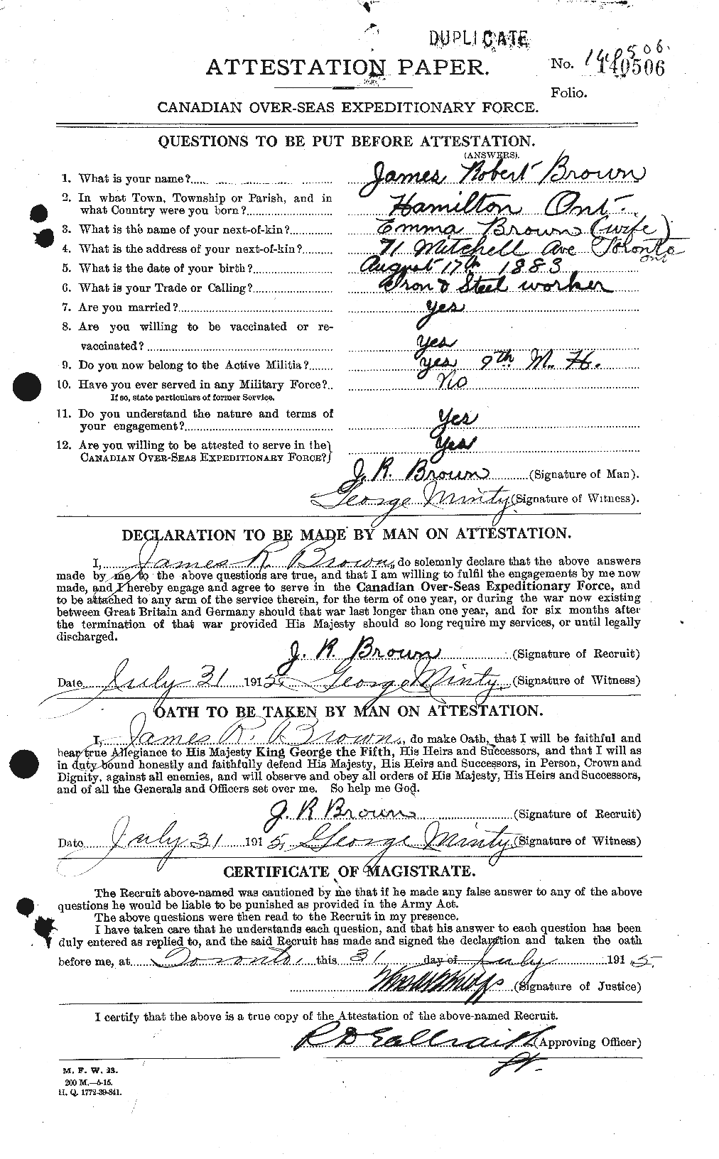 Personnel Records of the First World War - CEF 269579a