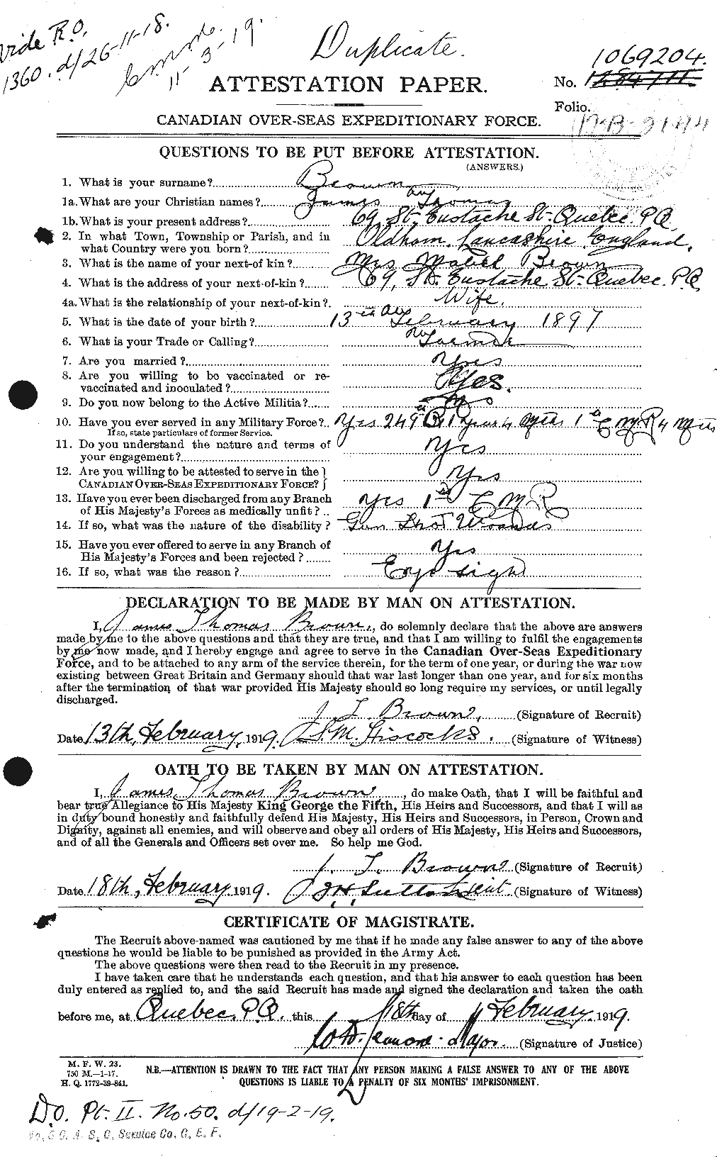 Personnel Records of the First World War - CEF 269588a