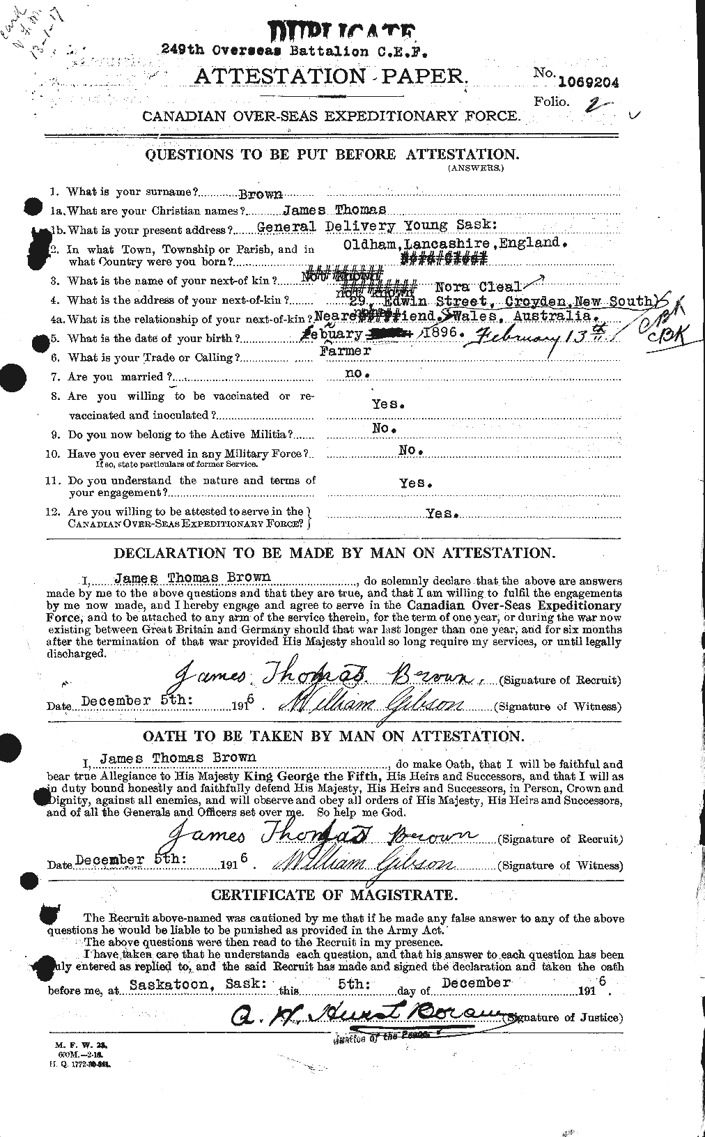 Personnel Records of the First World War - CEF 269589a