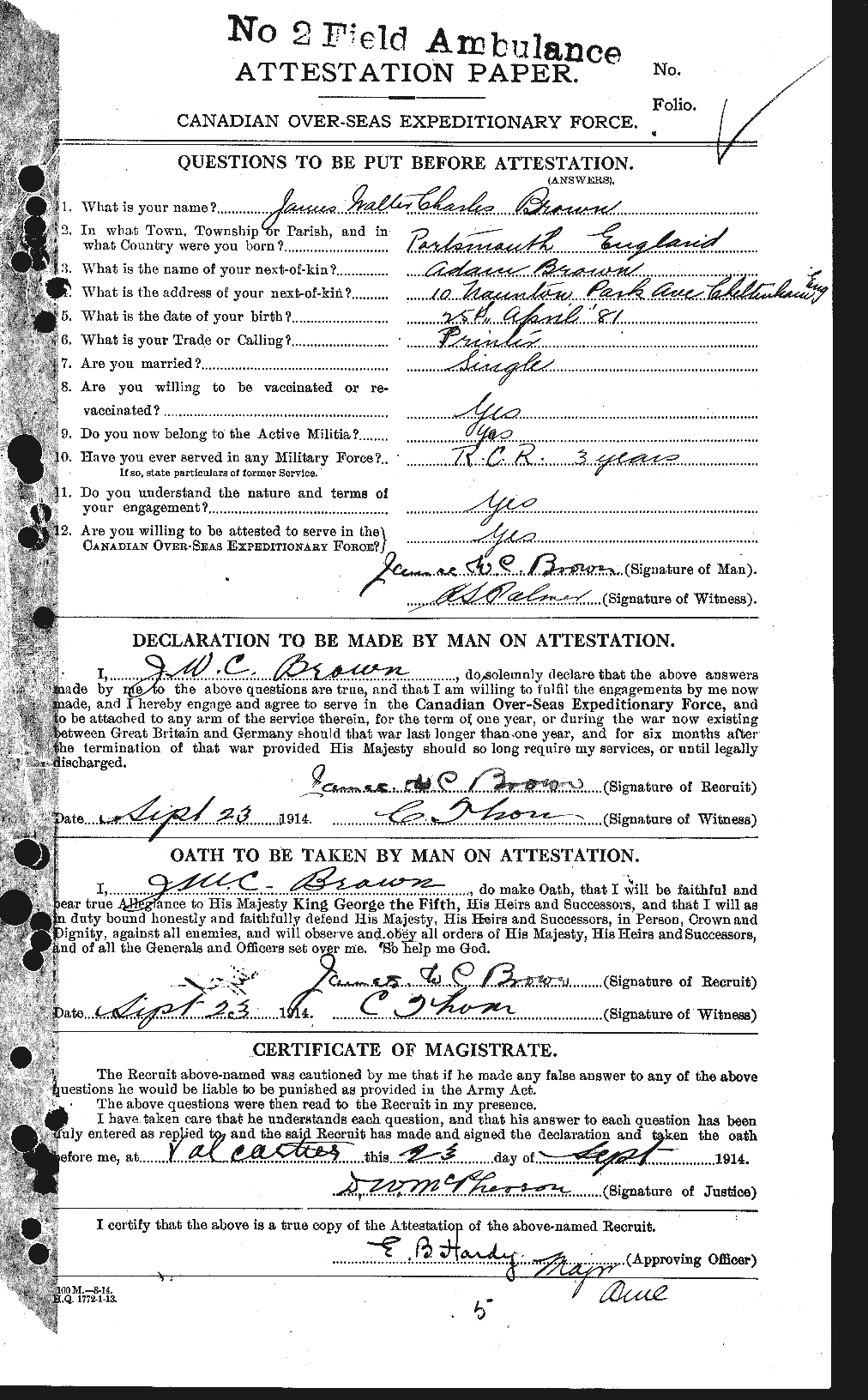 Personnel Records of the First World War - CEF 269594a