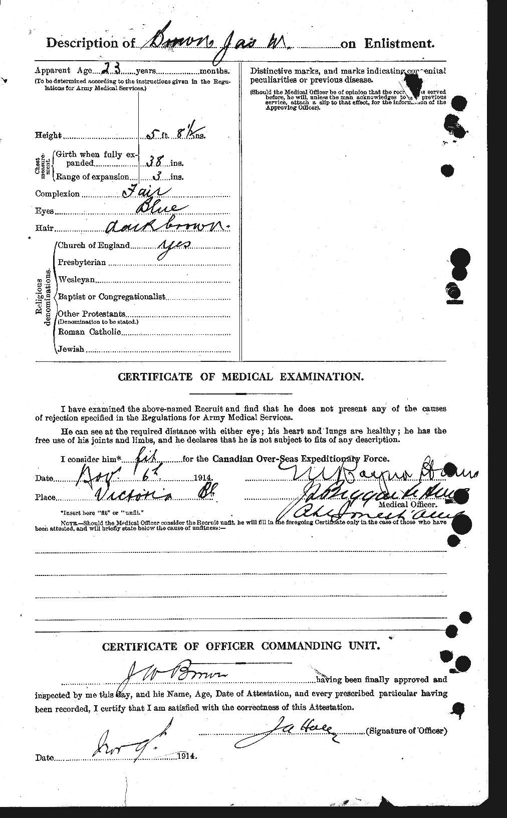 Dossiers du Personnel de la Première Guerre mondiale - CEC 269600b