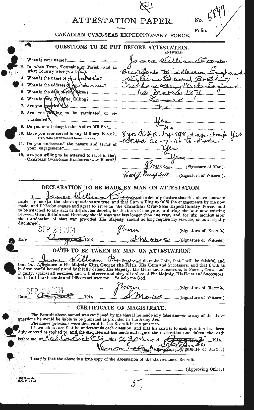 Personnel Records of the First World War - CEF 269602a