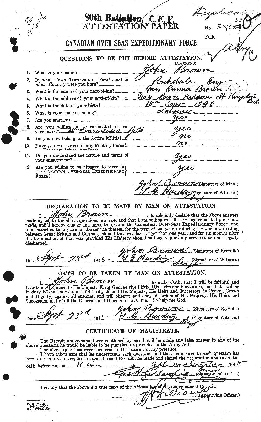 Personnel Records of the First World War - CEF 269633a