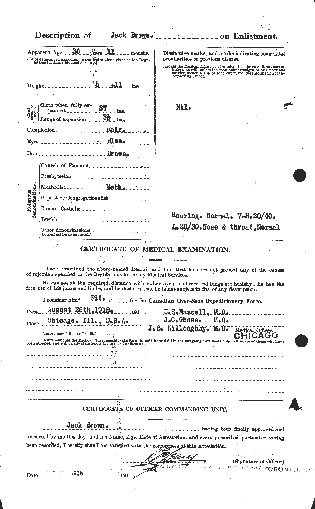 Dossiers du Personnel de la Première Guerre mondiale - CEC 269716b