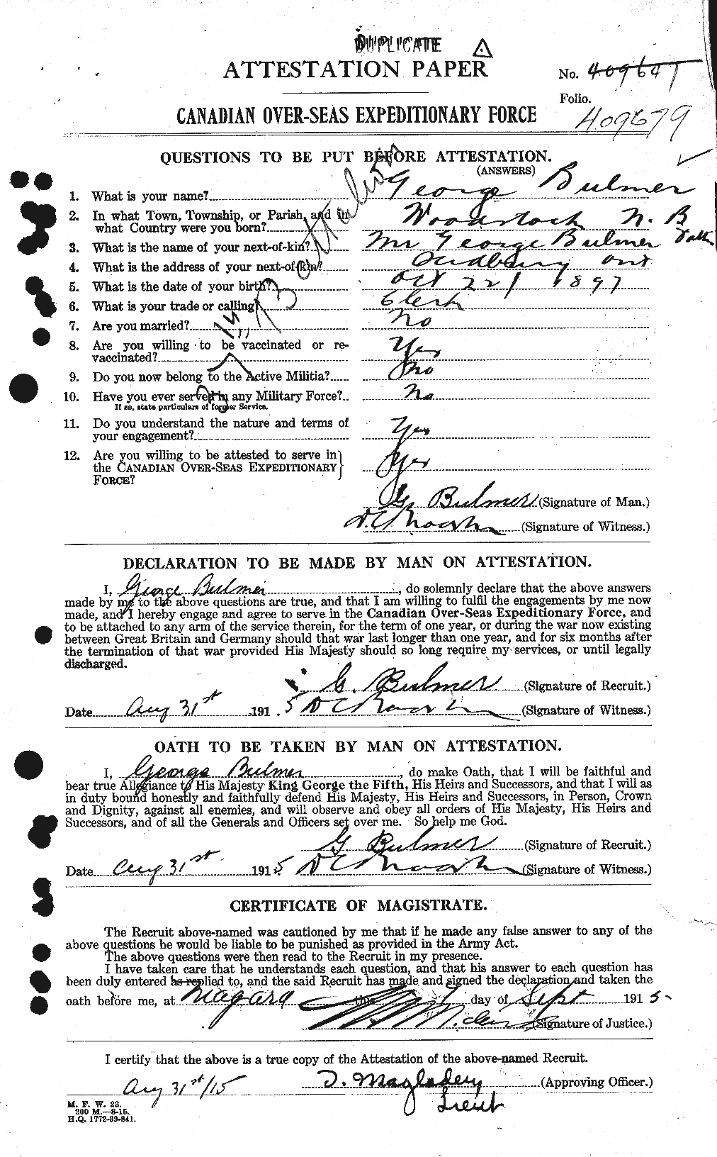 Personnel Records of the First World War - CEF 269809a