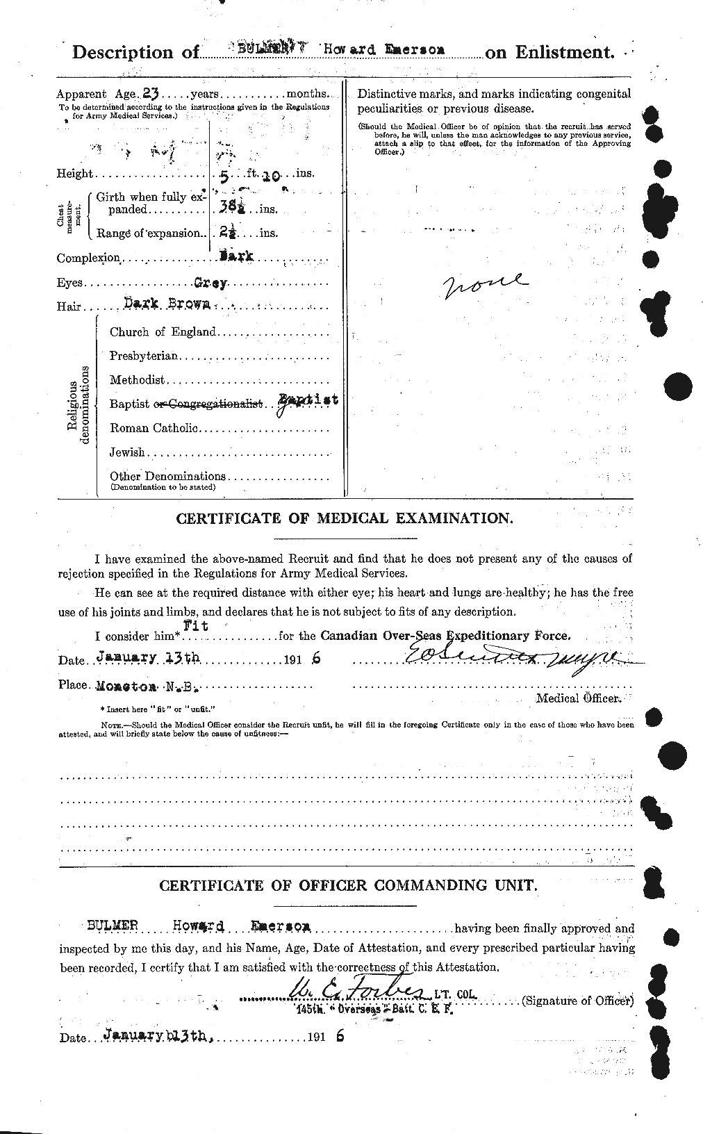 Dossiers du Personnel de la Première Guerre mondiale - CEC 269821b