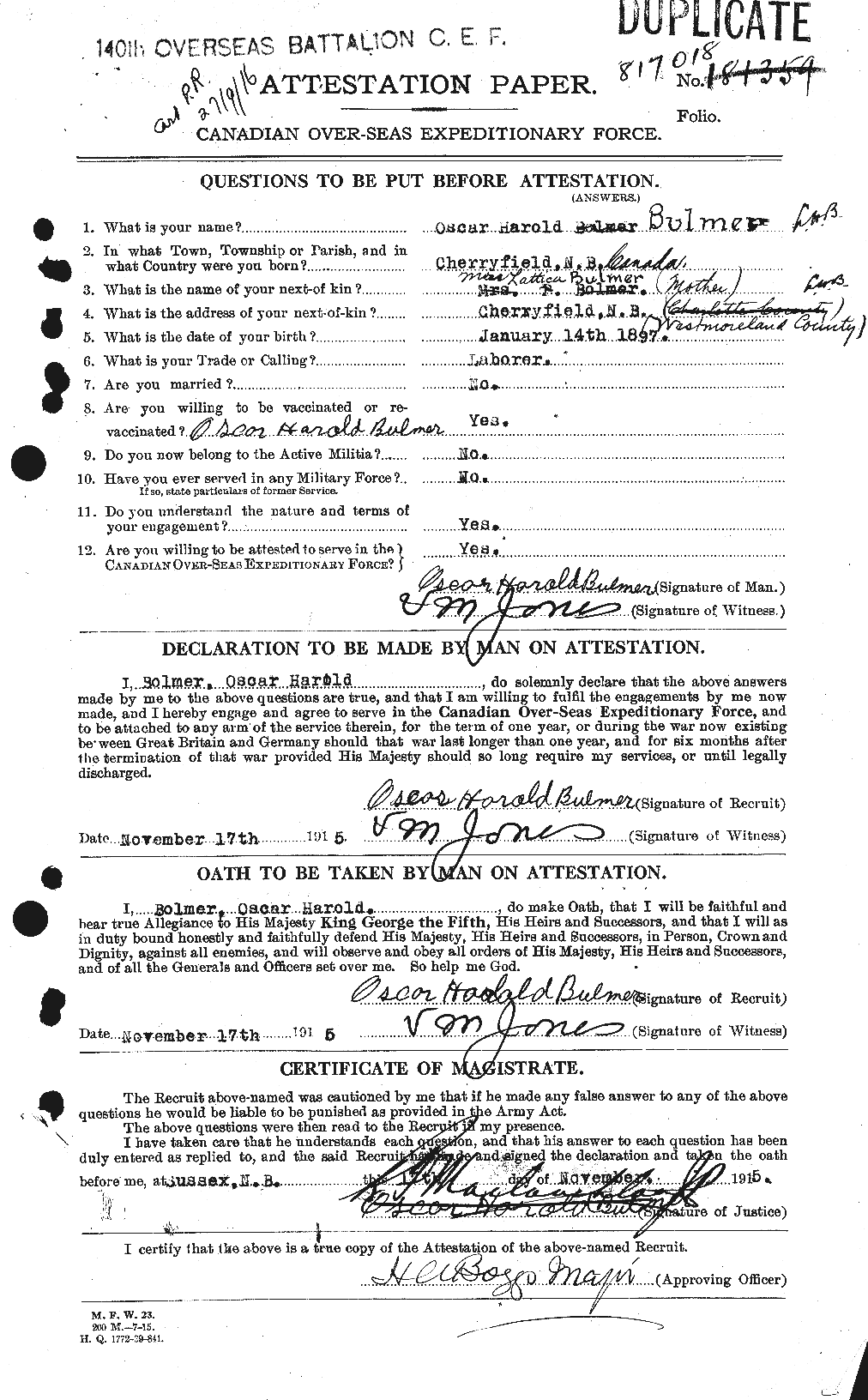 Personnel Records of the First World War - CEF 269835a
