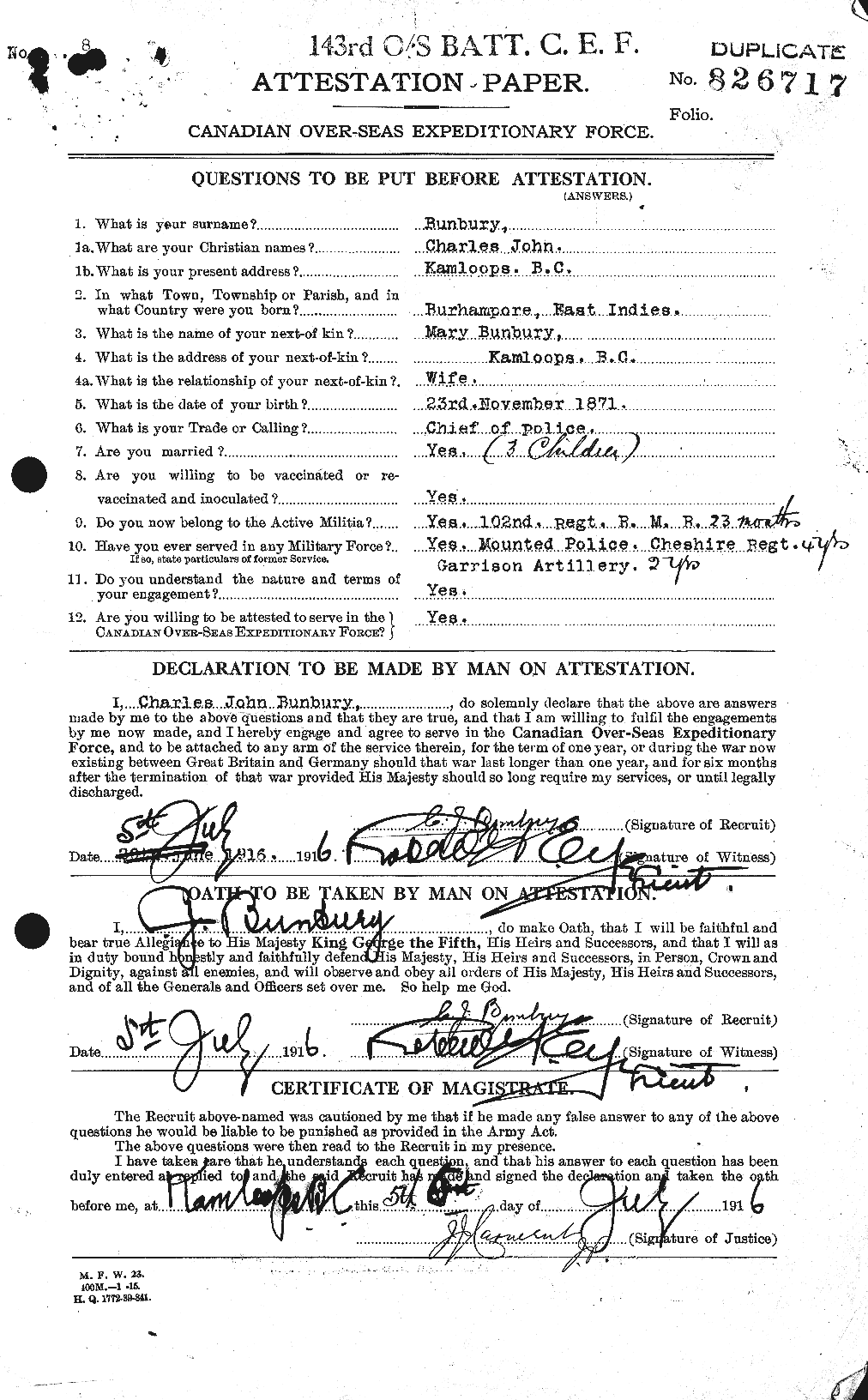 Personnel Records of the First World War - CEF 269884a
