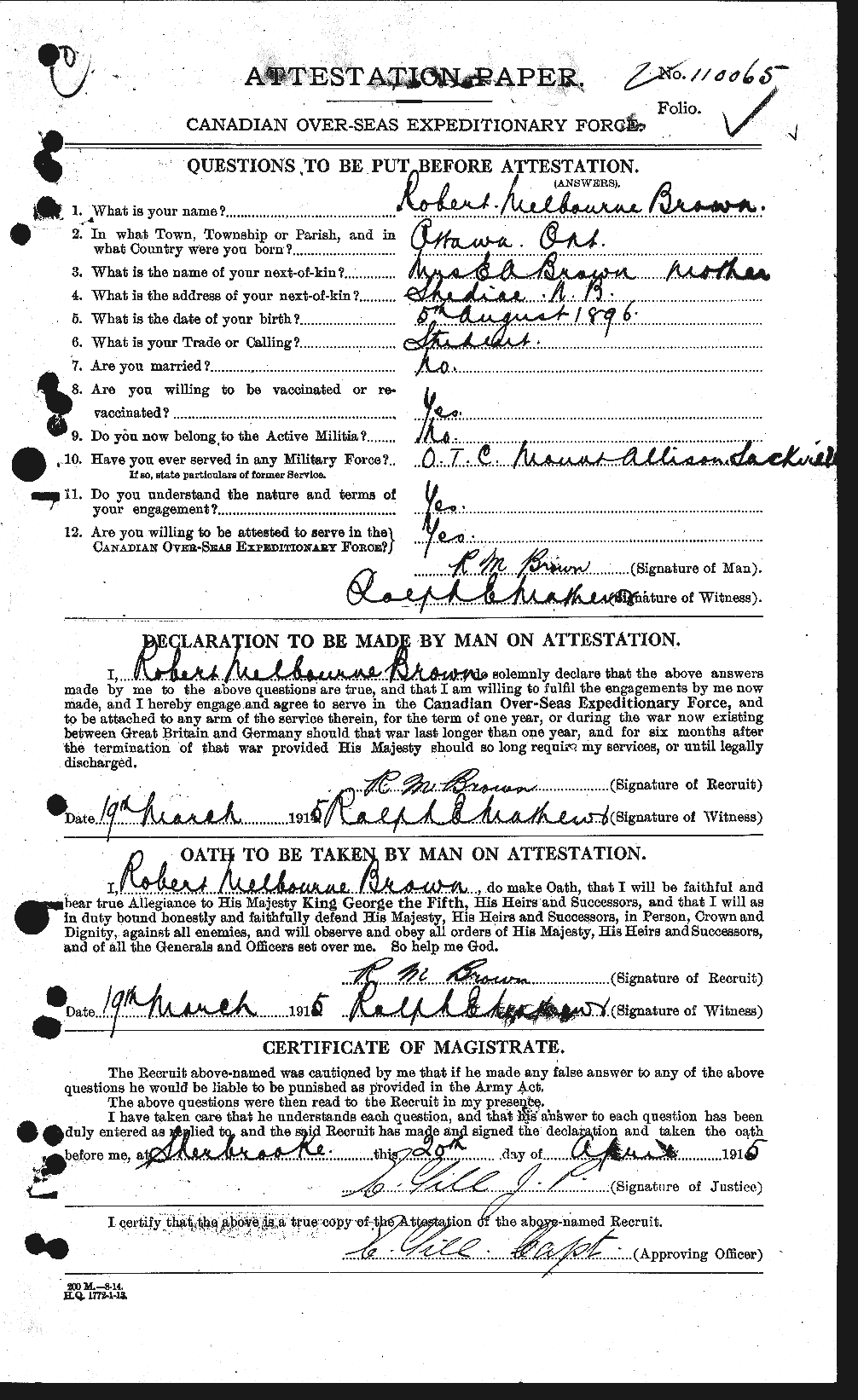 Personnel Records of the First World War - CEF 269952a