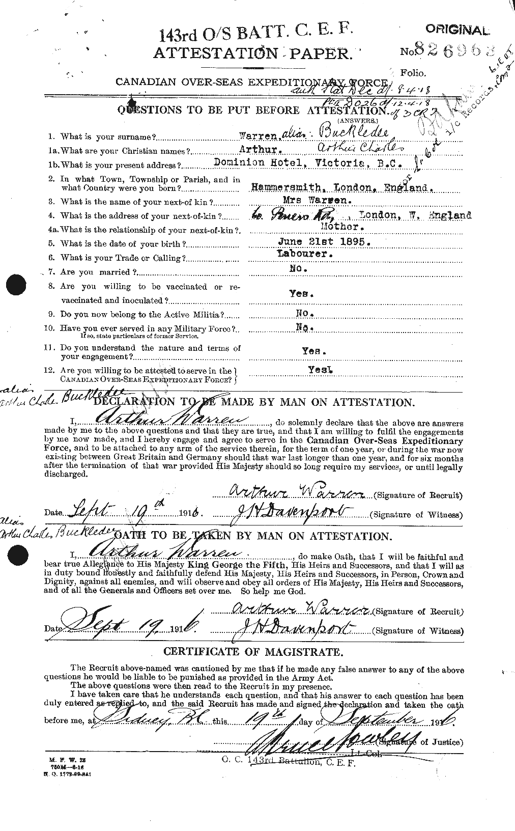 Personnel Records of the First World War - CEF 270040a