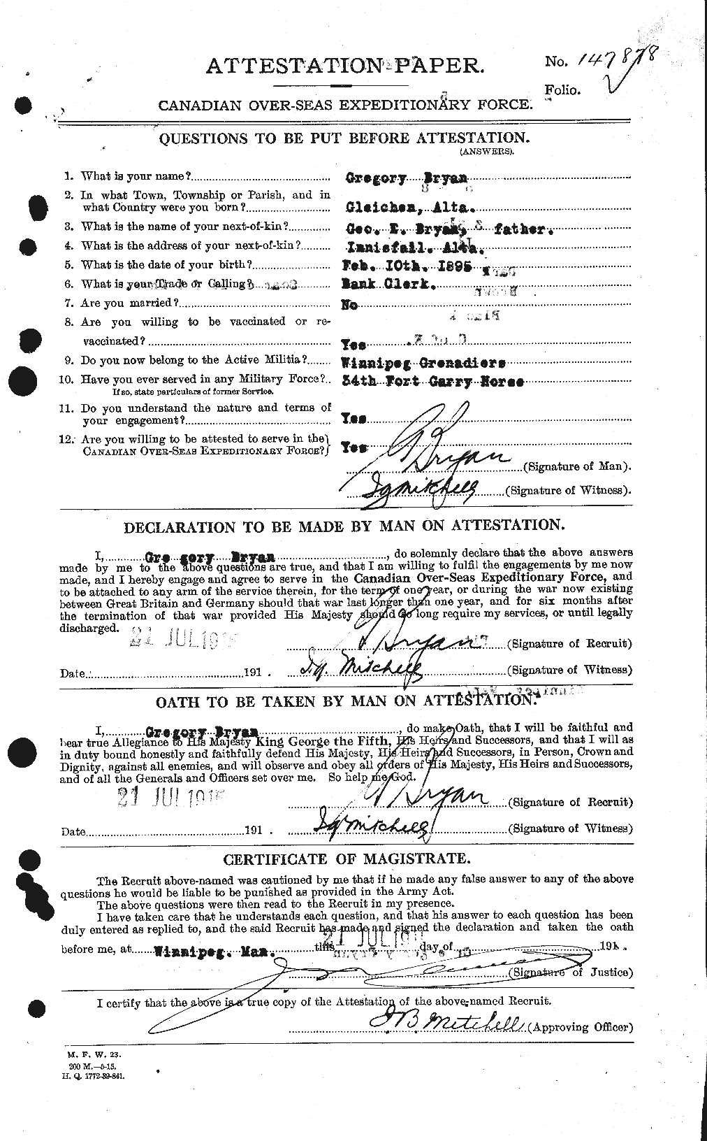 Personnel Records of the First World War - CEF 270176a