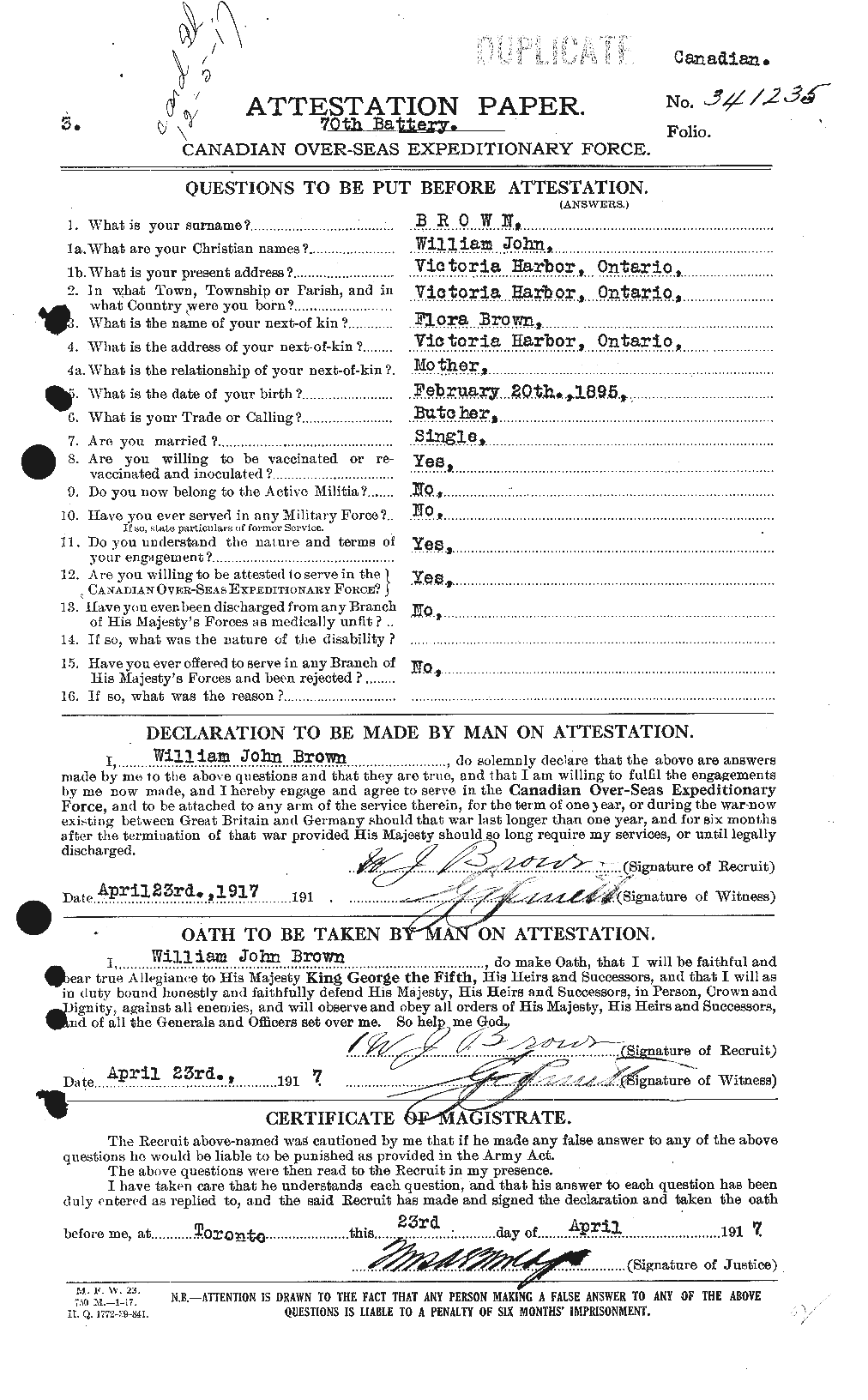 Personnel Records of the First World War - CEF 270253a