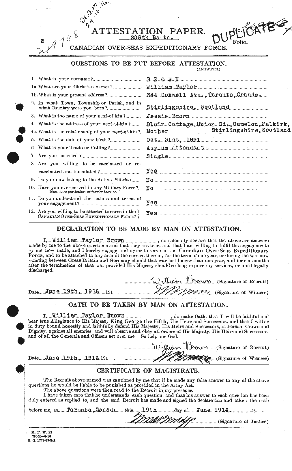 Personnel Records of the First World War - CEF 270323a