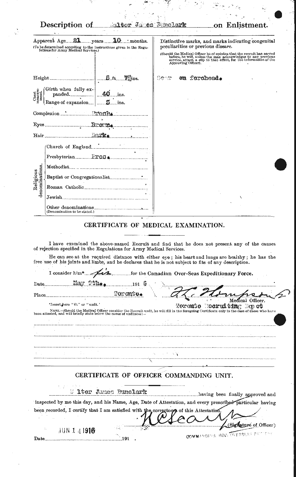 Dossiers du Personnel de la Première Guerre mondiale - CEC 270353b