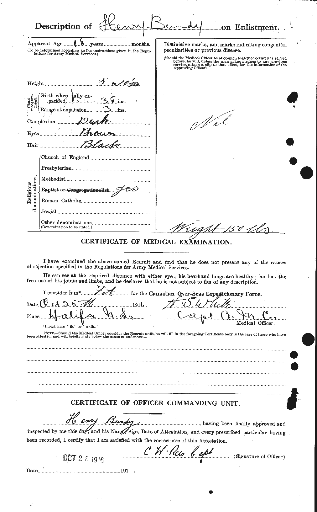 Dossiers du Personnel de la Première Guerre mondiale - CEC 270373b
