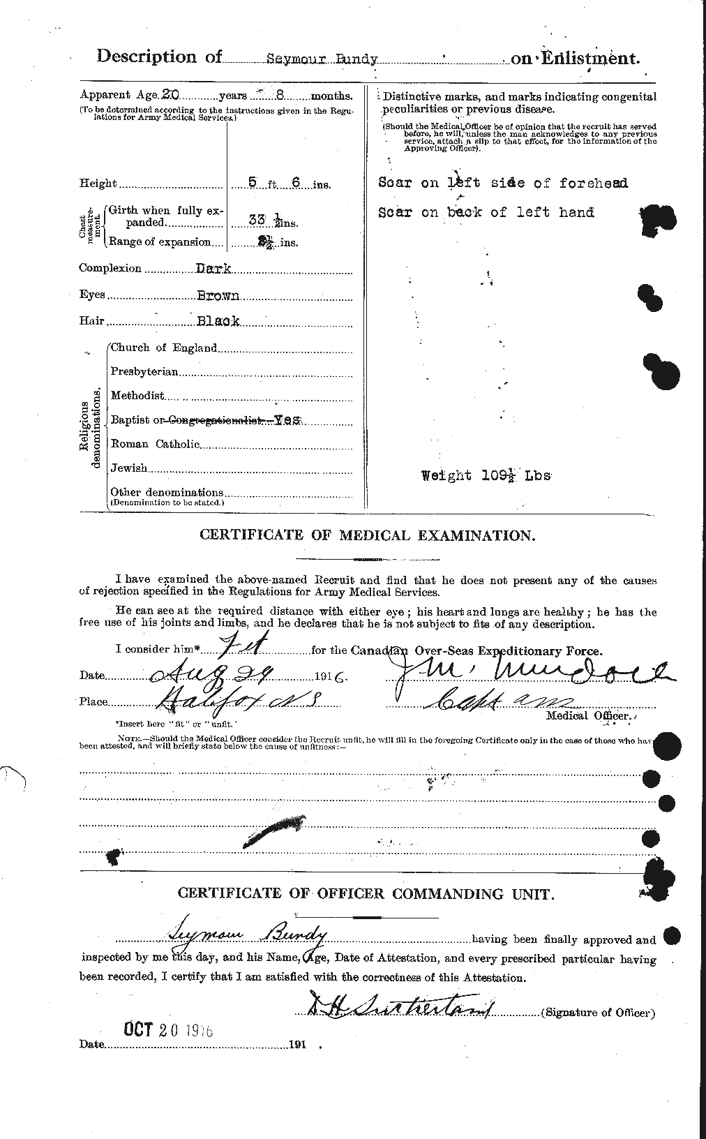 Dossiers du Personnel de la Première Guerre mondiale - CEC 270377b
