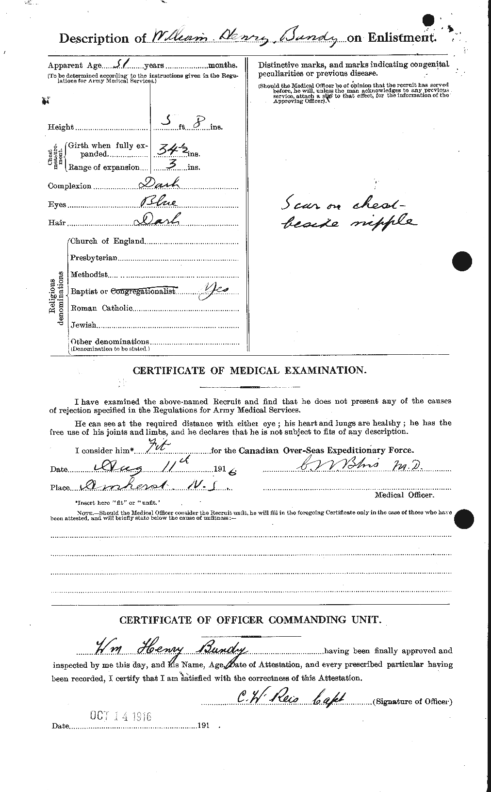 Dossiers du Personnel de la Première Guerre mondiale - CEC 270384b