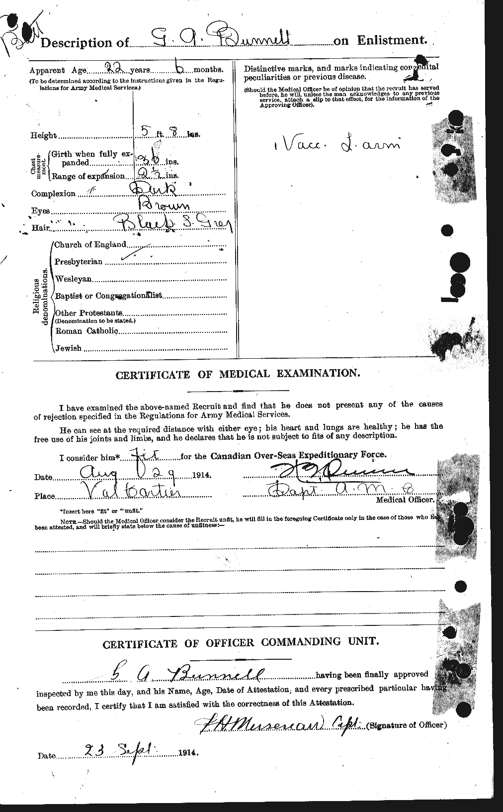 Dossiers du Personnel de la Première Guerre mondiale - CEC 270444b