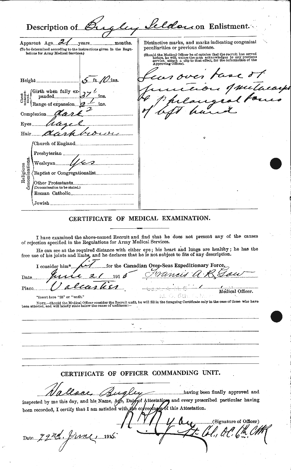 Dossiers du Personnel de la Première Guerre mondiale - CEC 270532b