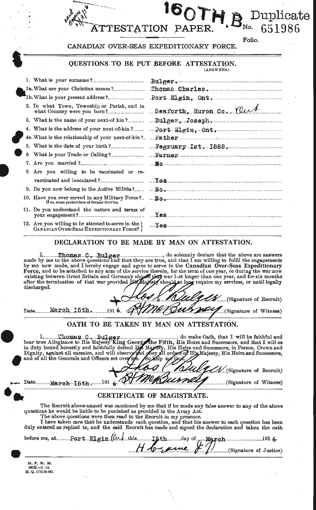 Personnel Records of the First World War - CEF 270638a