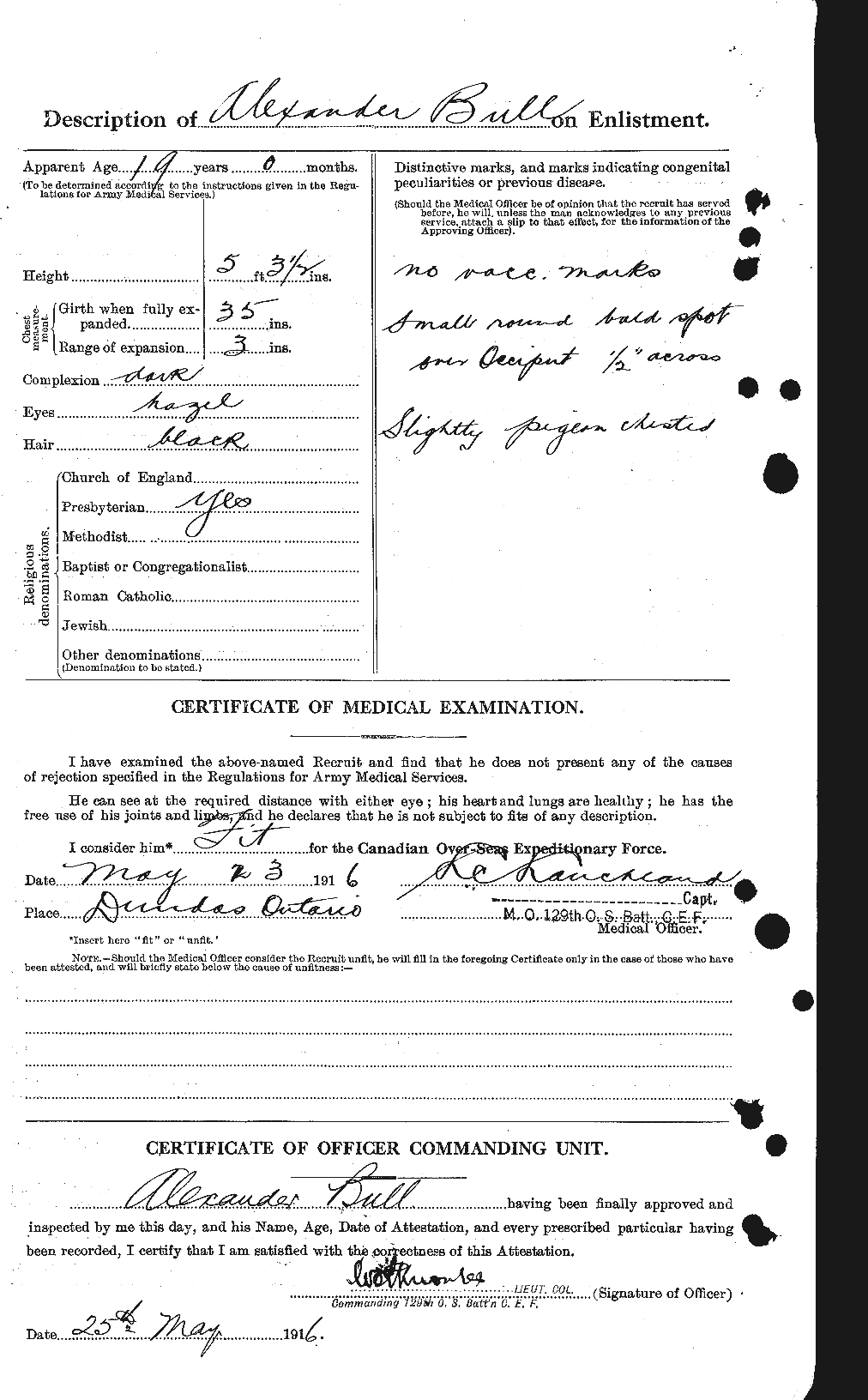 Dossiers du Personnel de la Première Guerre mondiale - CEC 270653b