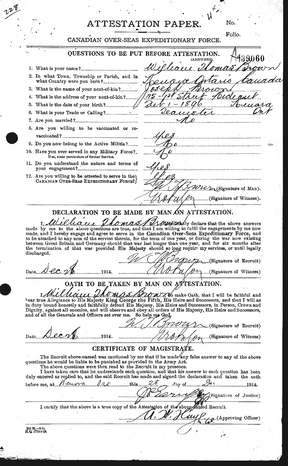 Personnel Records of the First World War - CEF 270887a