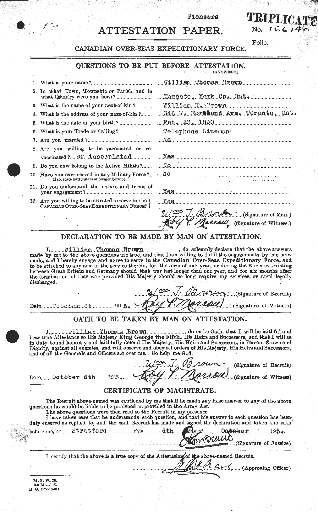 Personnel Records of the First World War - CEF 270888a