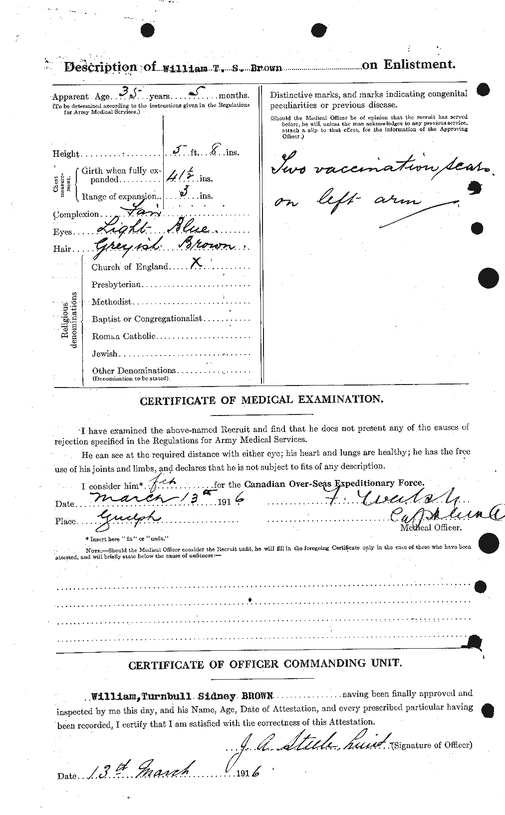 Dossiers du Personnel de la Première Guerre mondiale - CEC 270892b