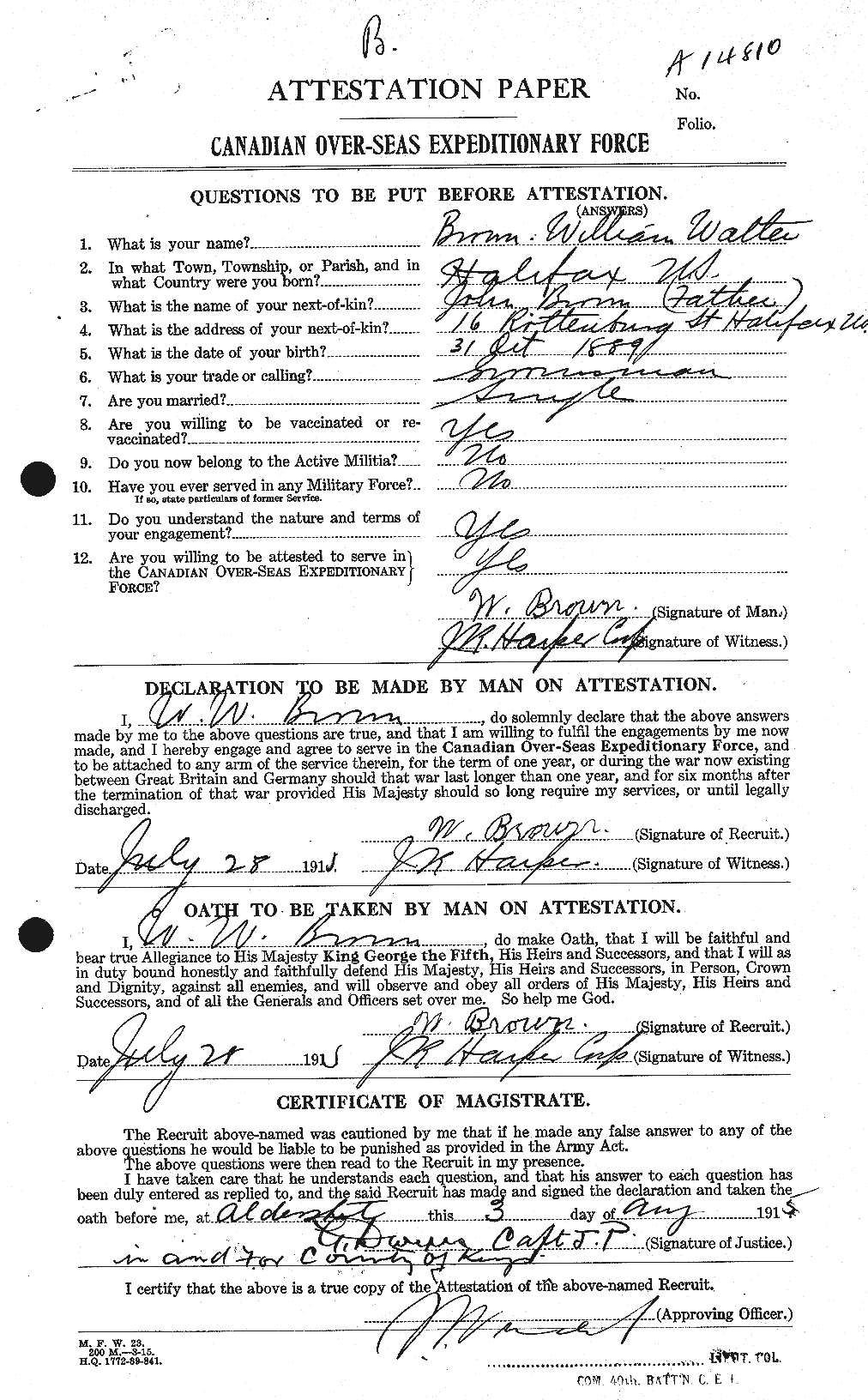 Personnel Records of the First World War - CEF 270899a
