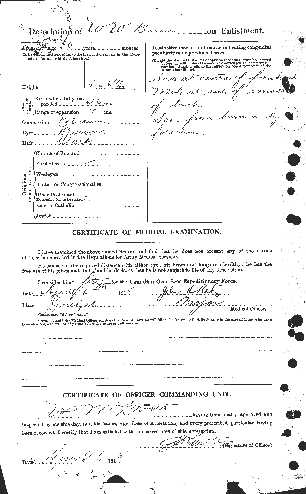 Dossiers du Personnel de la Première Guerre mondiale - CEC 270903b