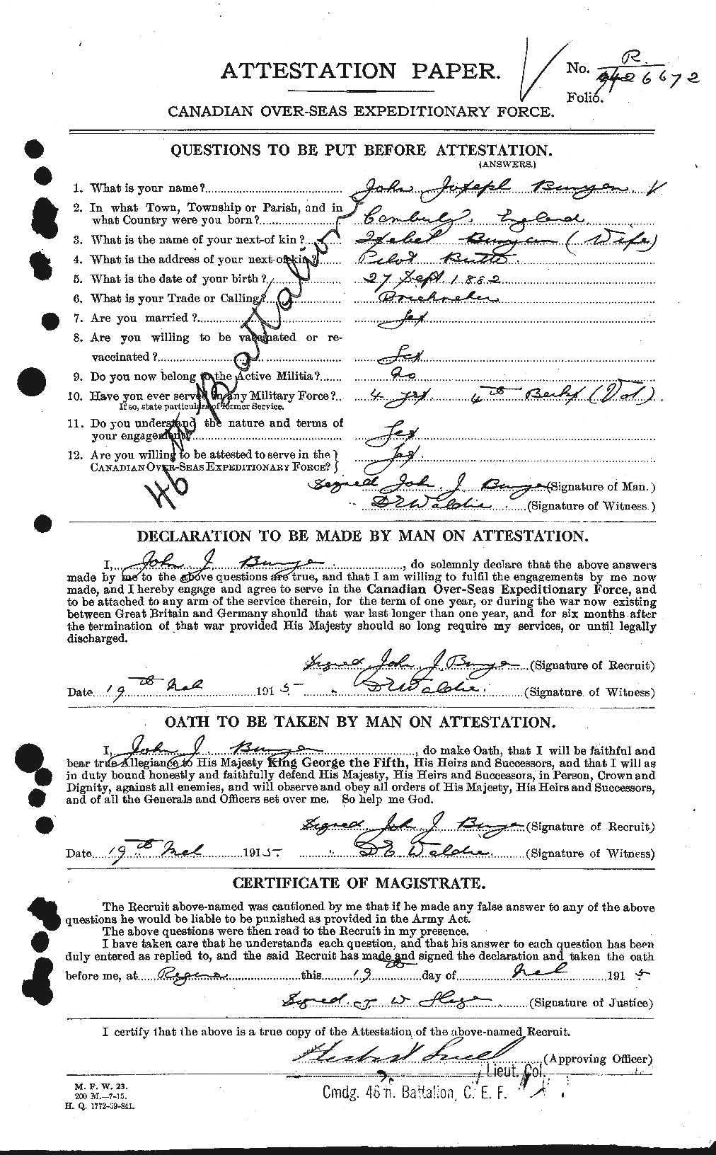 Personnel Records of the First World War - CEF 270993a