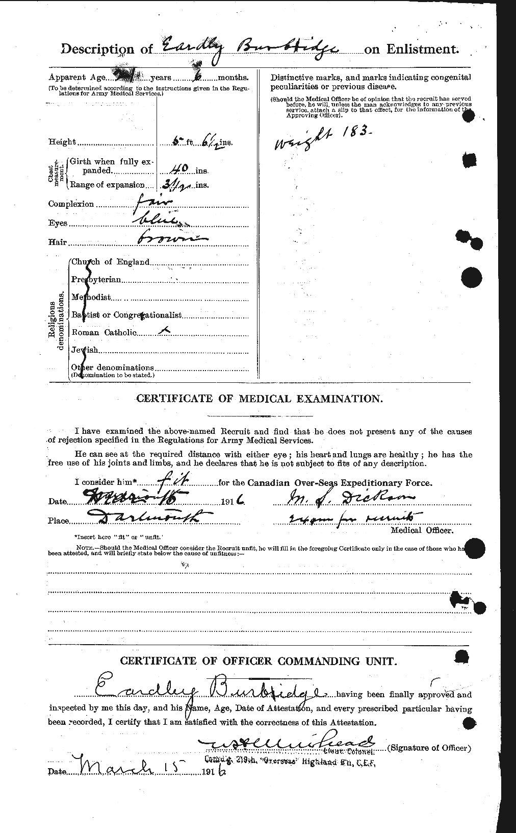 Dossiers du Personnel de la Première Guerre mondiale - CEC 271045b