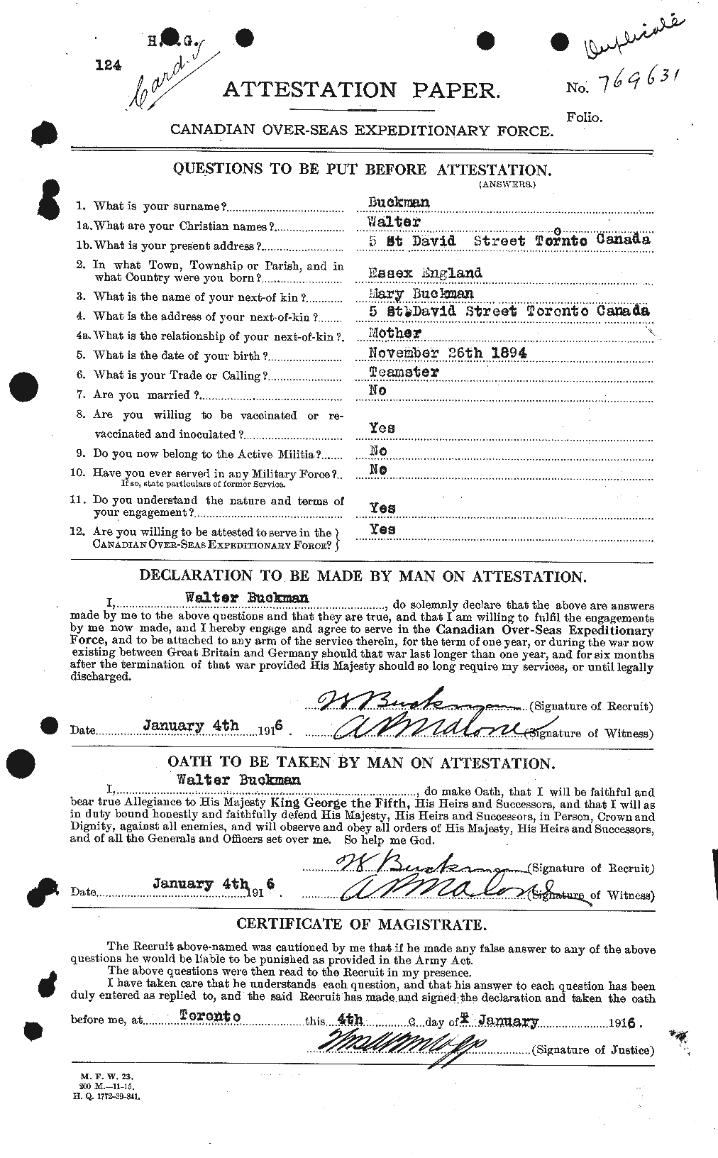Personnel Records of the First World War - CEF 271207a