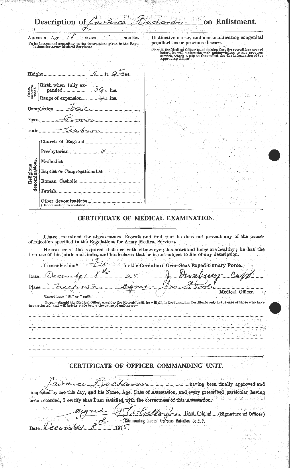 Dossiers du Personnel de la Première Guerre mondiale - CEC 271571b