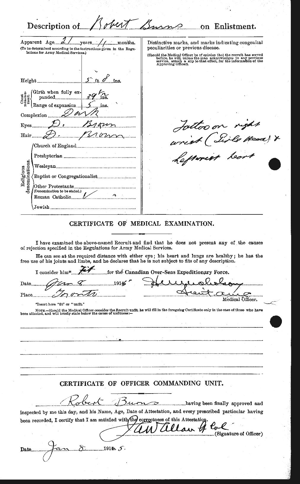 Dossiers du Personnel de la Première Guerre mondiale - CEC 271718b