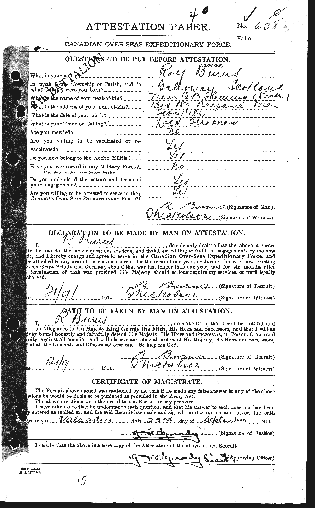 Personnel Records of the First World War - CEF 271739a