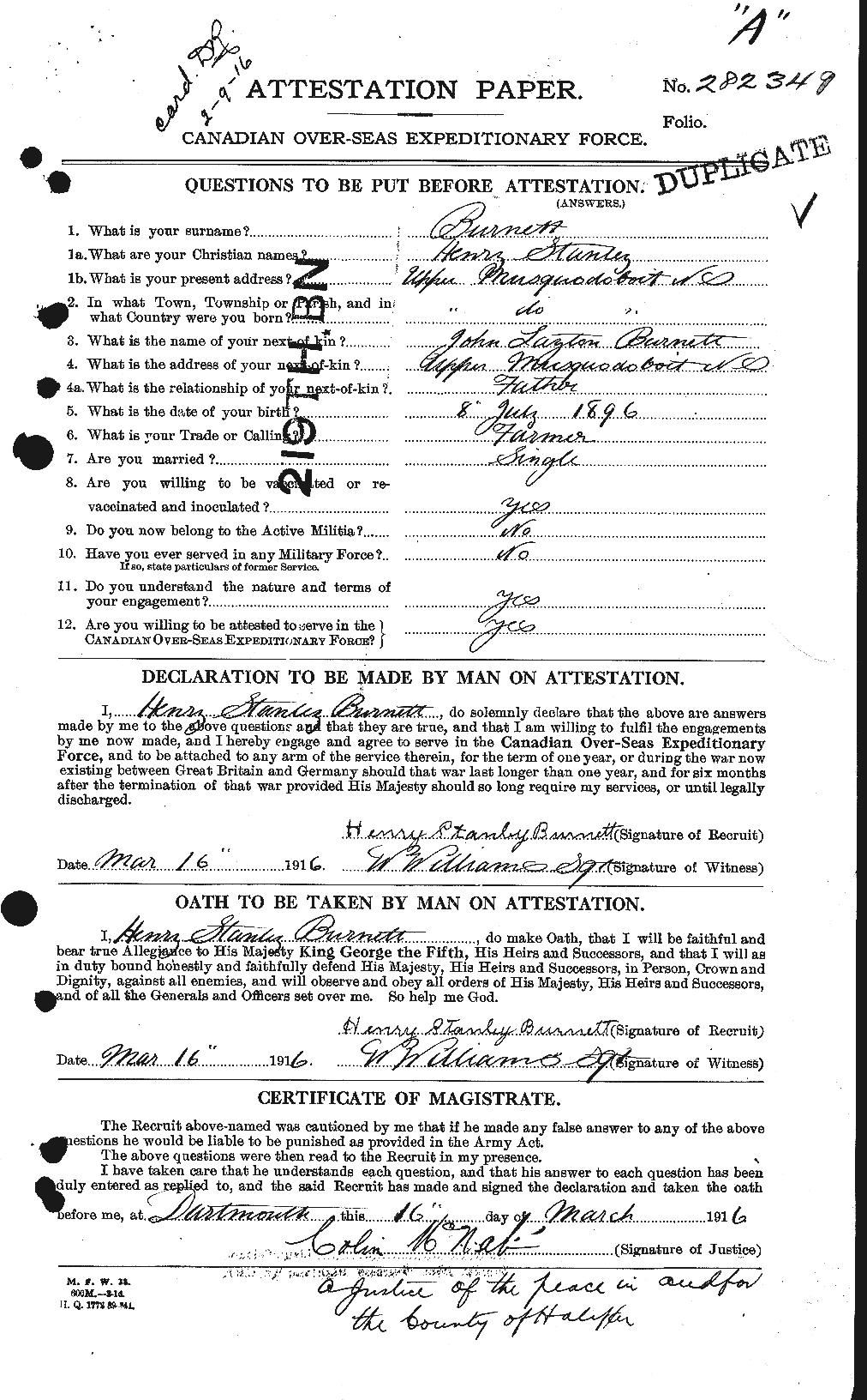 Personnel Records of the First World War - CEF 272108a