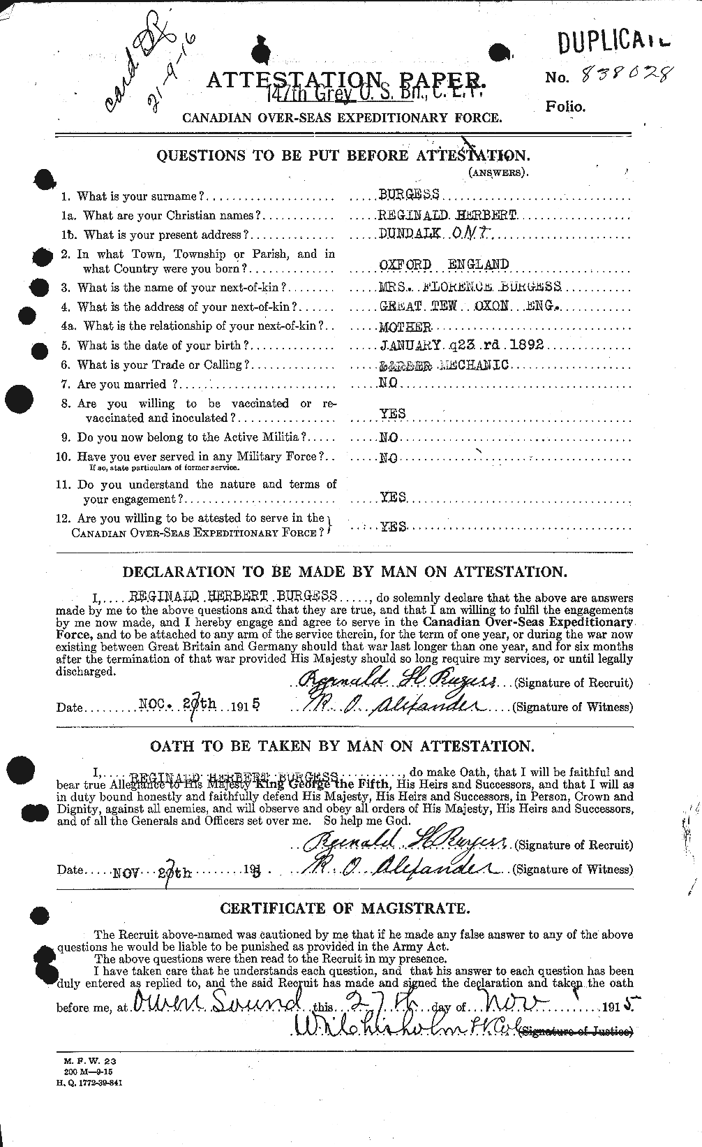 Personnel Records of the First World War - CEF 272187a