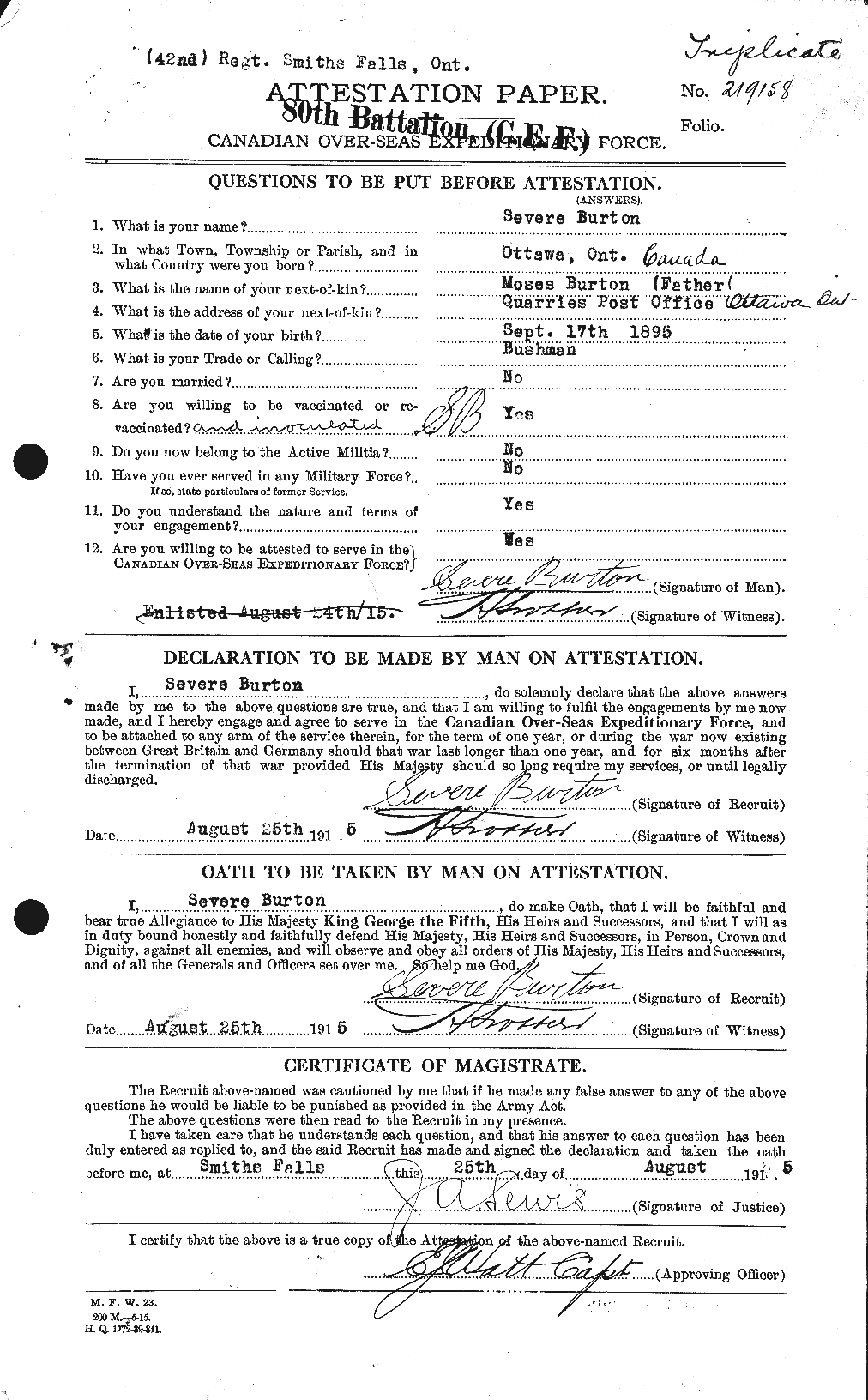 Personnel Records of the First World War - CEF 272713a