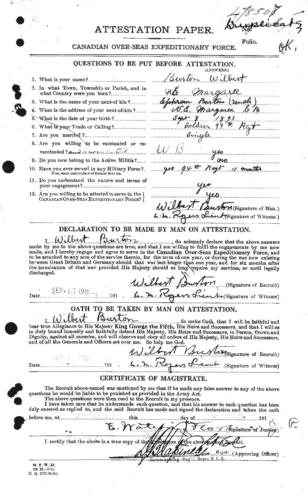 Personnel Records of the First World War - CEF 272736a