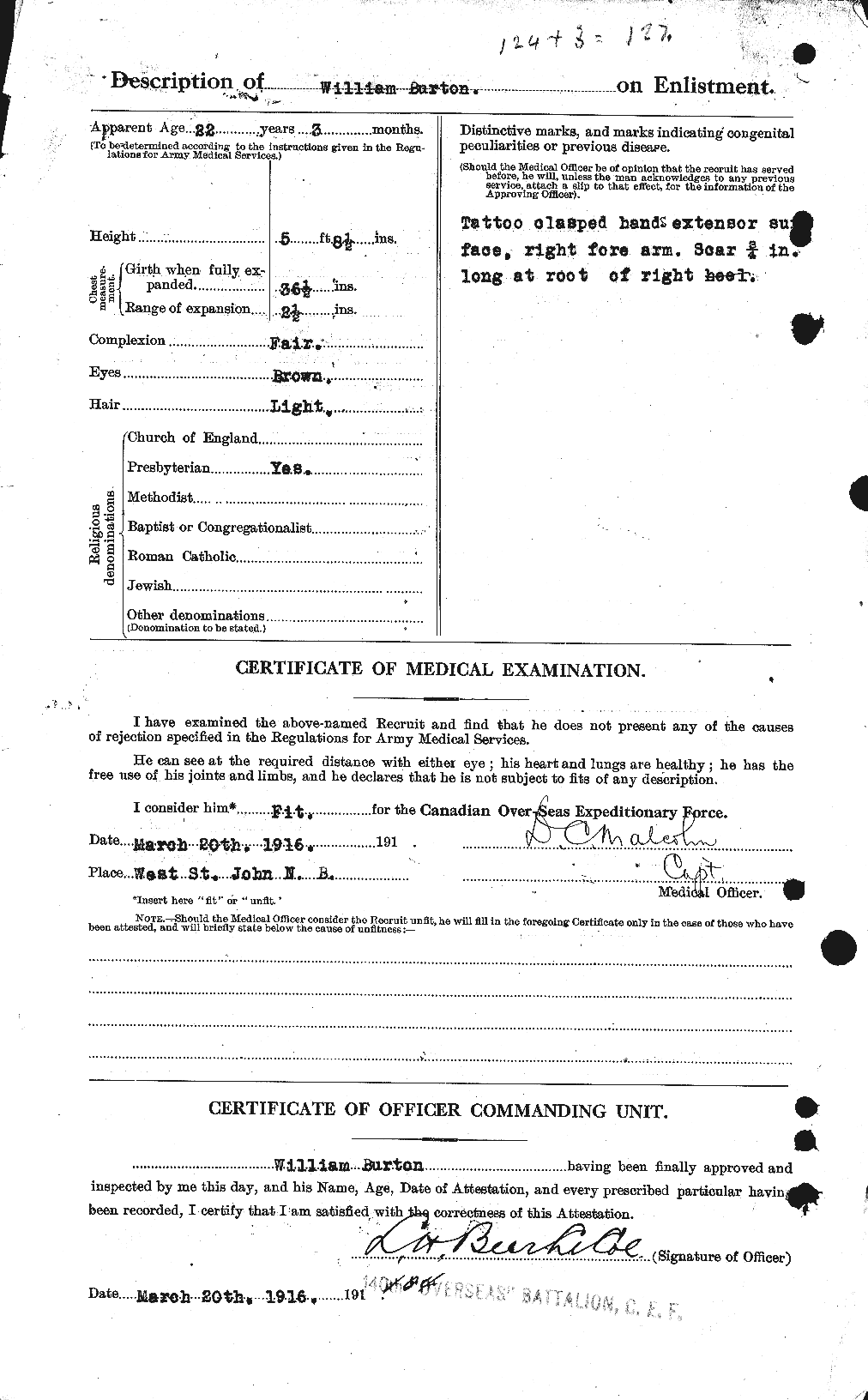 Dossiers du Personnel de la Première Guerre mondiale - CEC 272756b