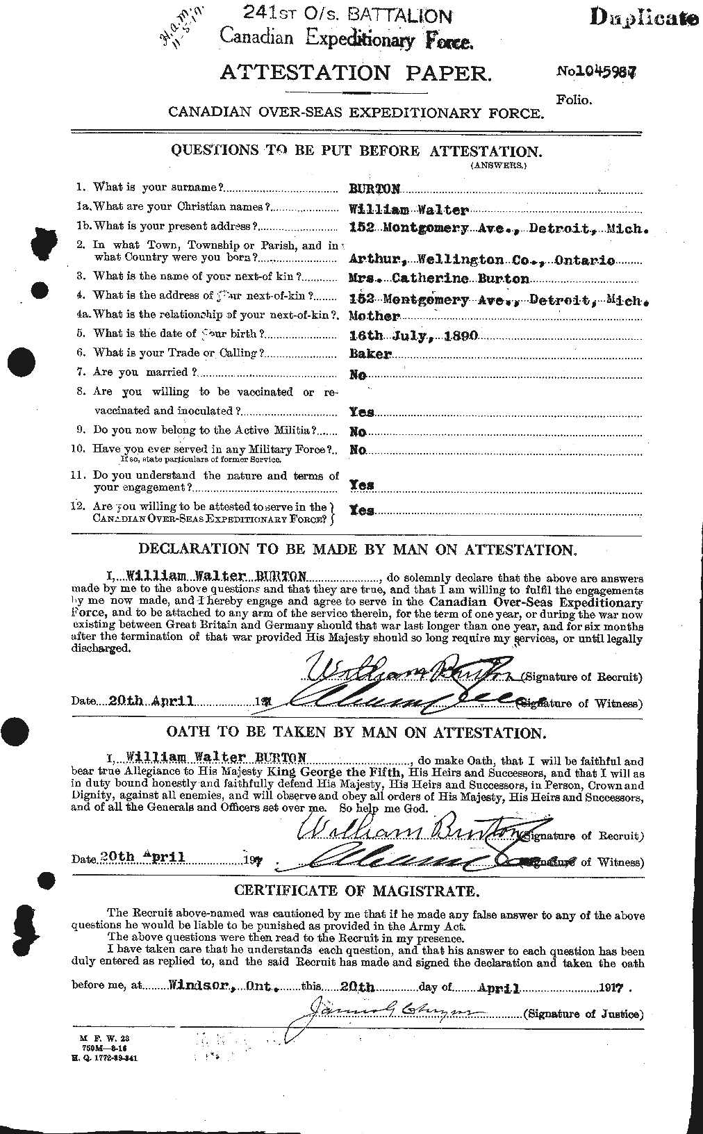 Personnel Records of the First World War - CEF 272774a