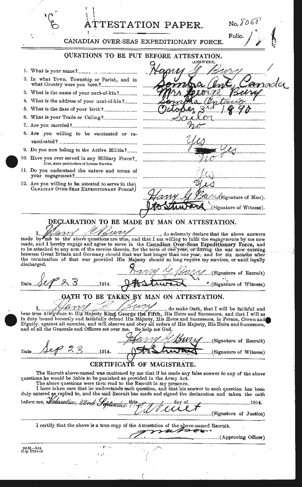 Personnel Records of the First World War - CEF 272839a