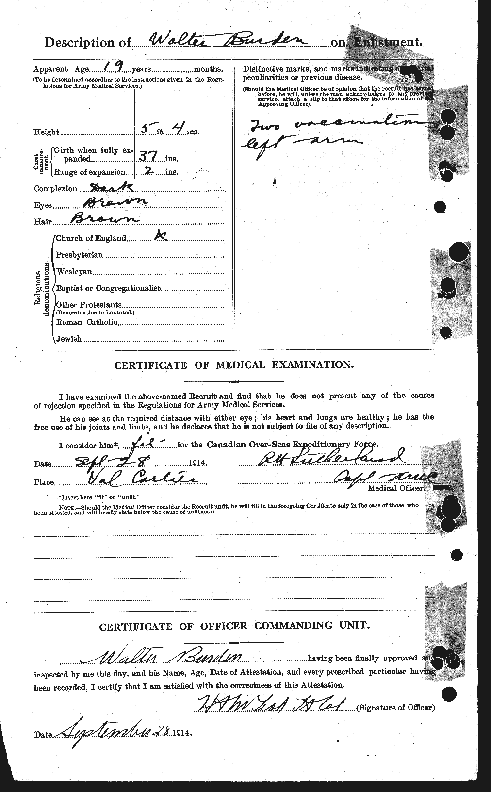 Dossiers du Personnel de la Première Guerre mondiale - CEC 273358b