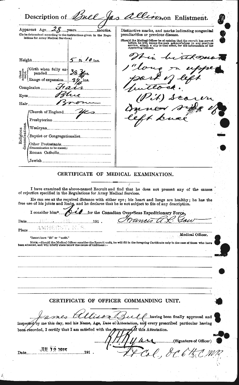 Dossiers du Personnel de la Première Guerre mondiale - CEC 273416b