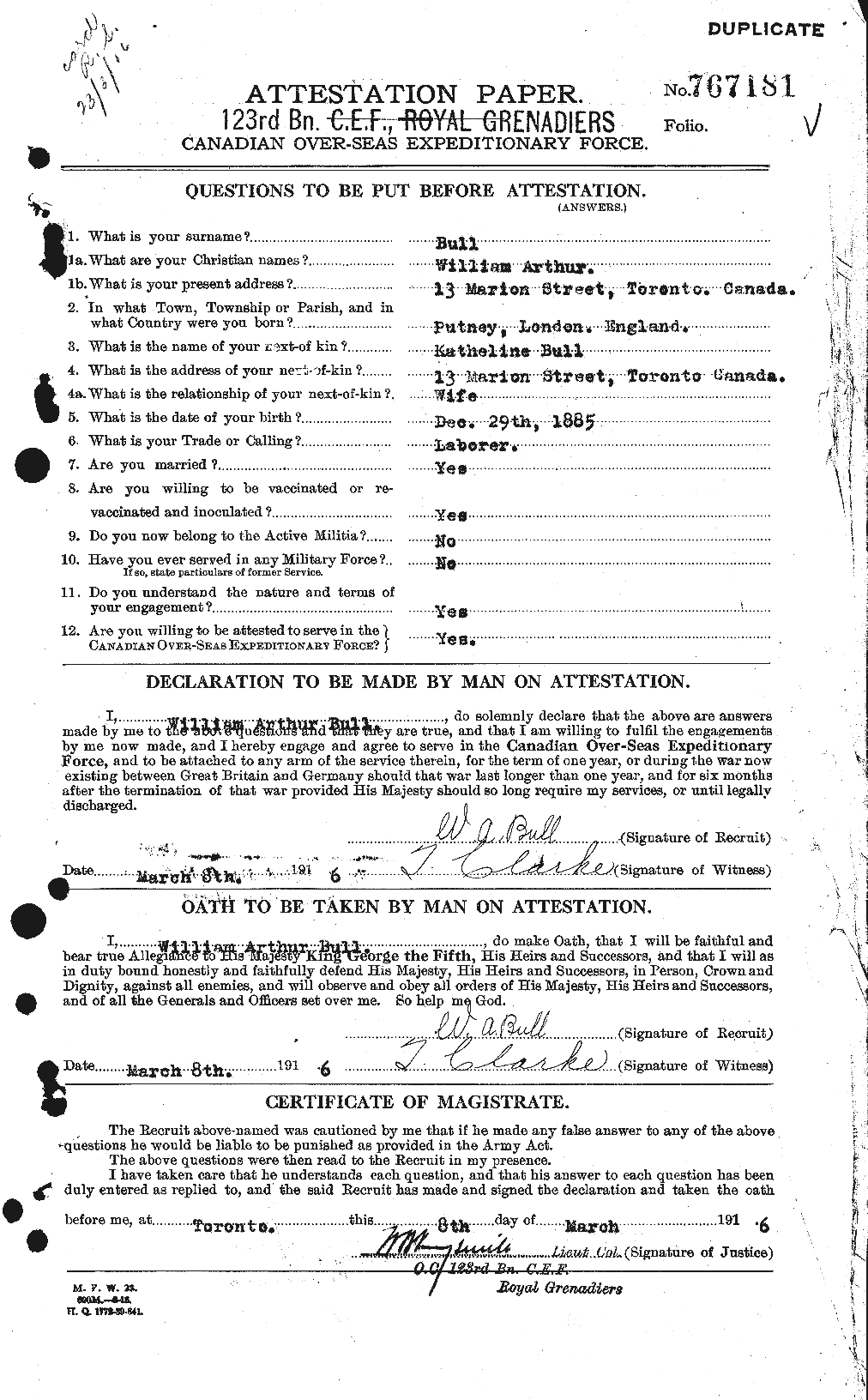 Personnel Records of the First World War - CEF 273457a