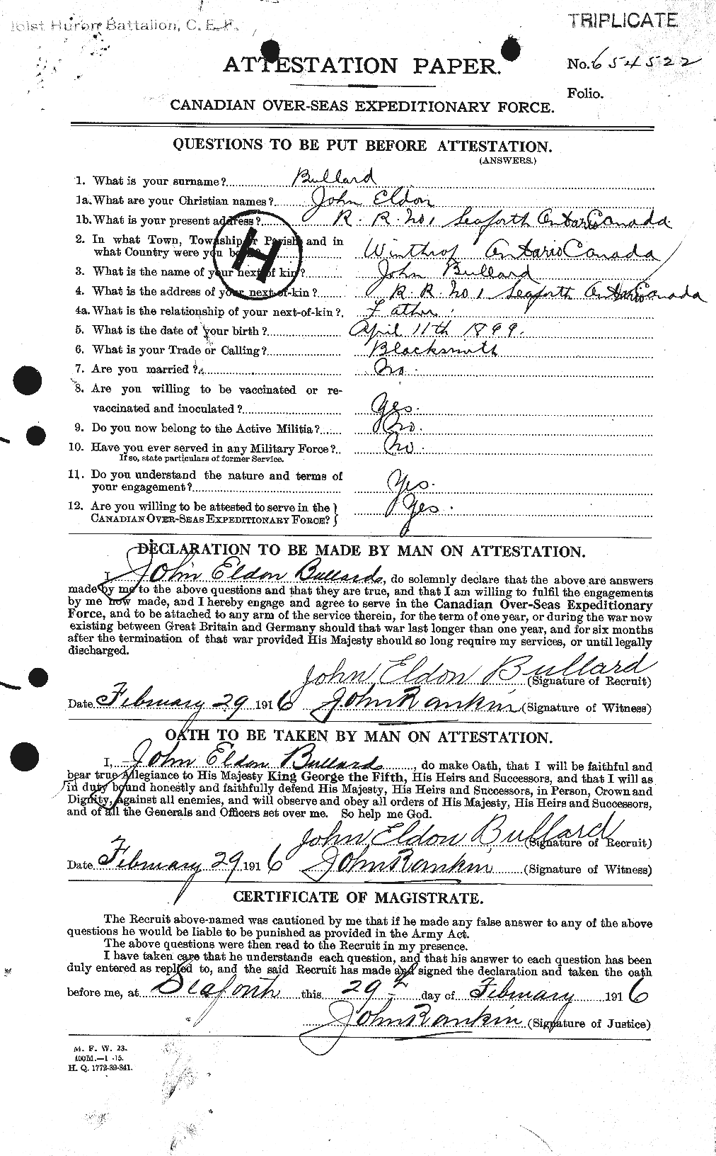 Personnel Records of the First World War - CEF 273469a