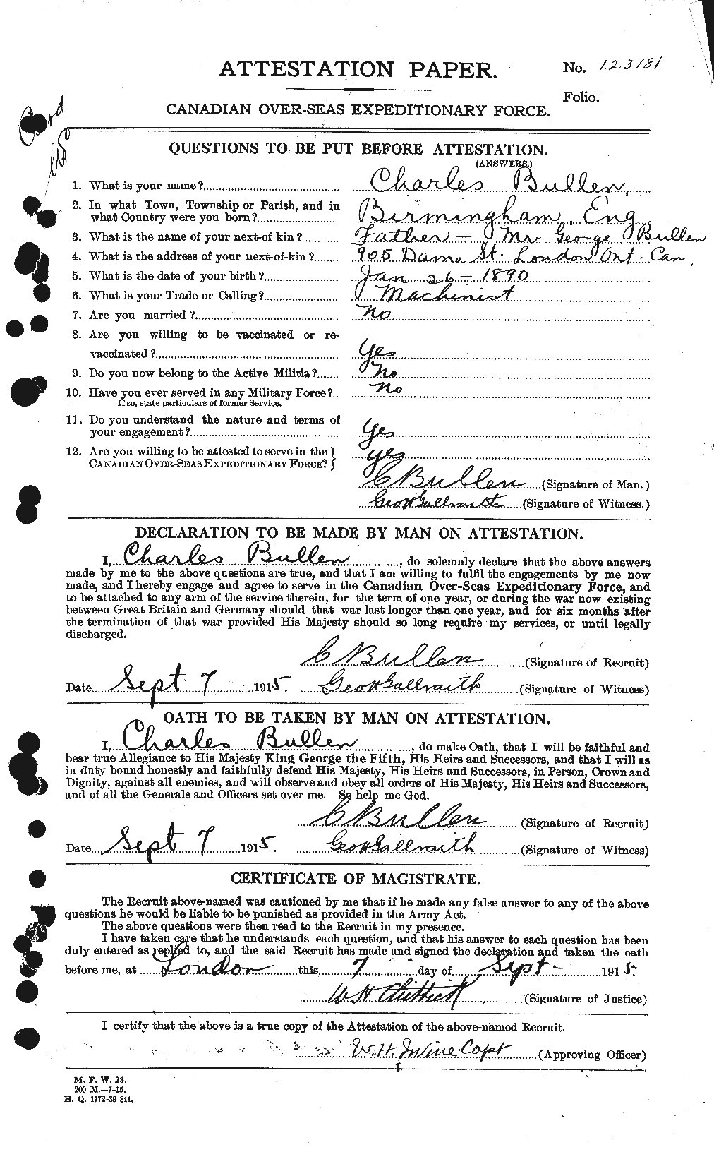 Personnel Records of the First World War - CEF 273474a
