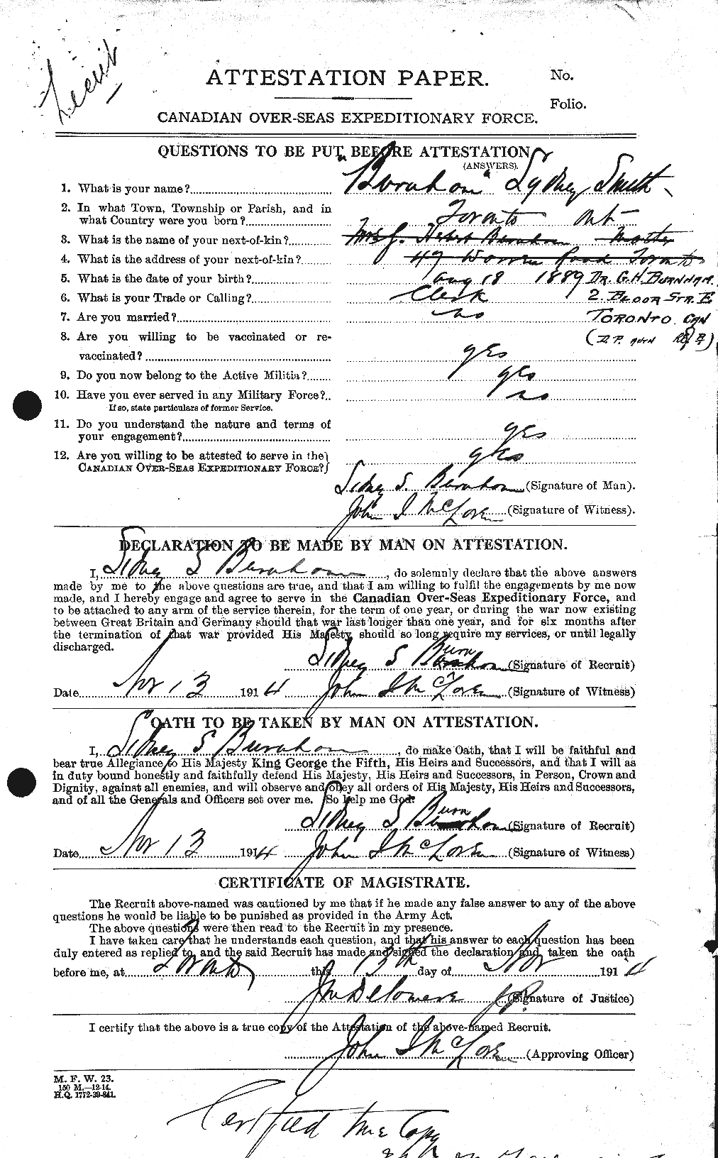 Personnel Records of the First World War - CEF 273712a