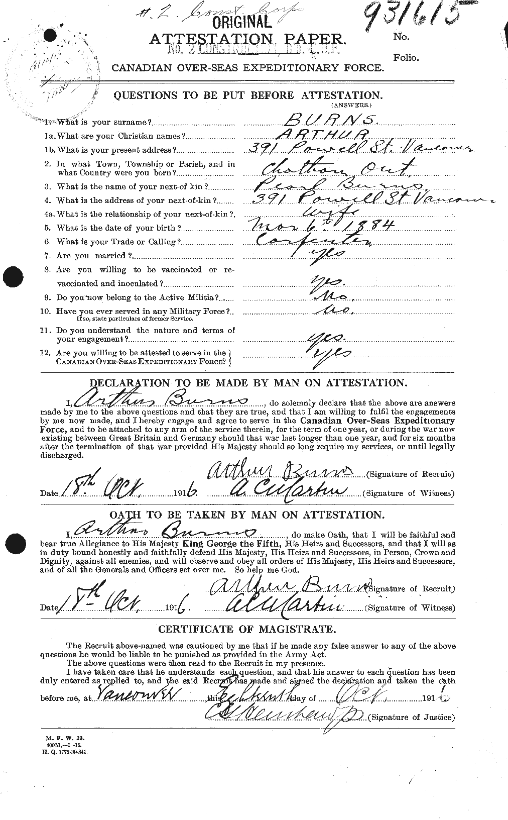 Personnel Records of the First World War - CEF 273777a